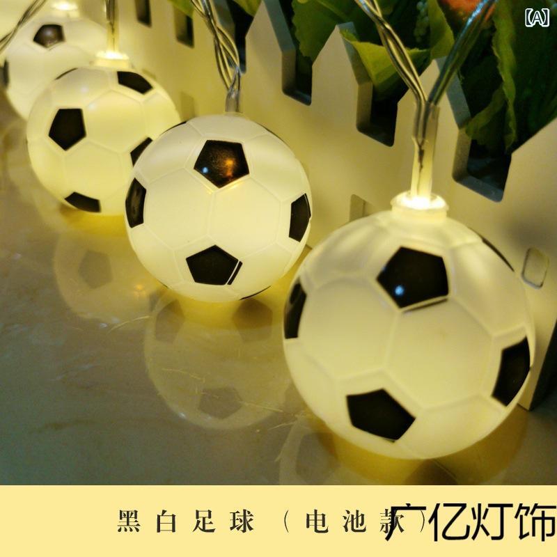 イルミネーションライト LED サッカーボール モチーフ ライト 室内 パーティー イベント デコレーション ブラック ホワイト レッド 電池式 USB