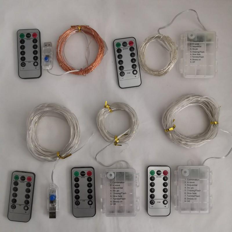 LED ライト イルミネーション ライト 電飾 クリスマス デコレーション 防水 USB リモコン 電池式 銅線 ワイヤー ライト 暖色 正白 マルチカラー ケーキ 花飾り