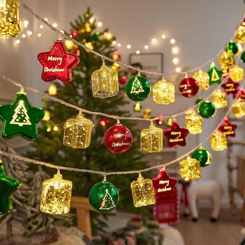 クリスマス イルミネーションライト LED クリスマスボール 電気メッキ 星 オーナメント クリスマスツリー デコレーション 雰囲気 装飾ライト USB 電池式