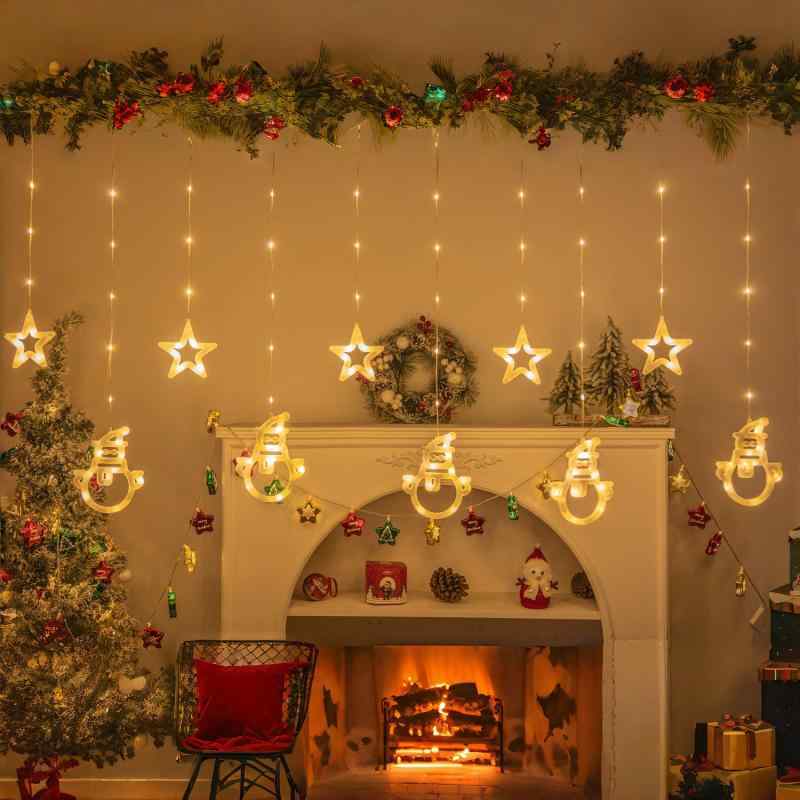 カーテンライト 部屋装飾ライト クリスマス飾りライト イルミネーションライト ウォームホワイトカラー PVC製 IP65規格 3m