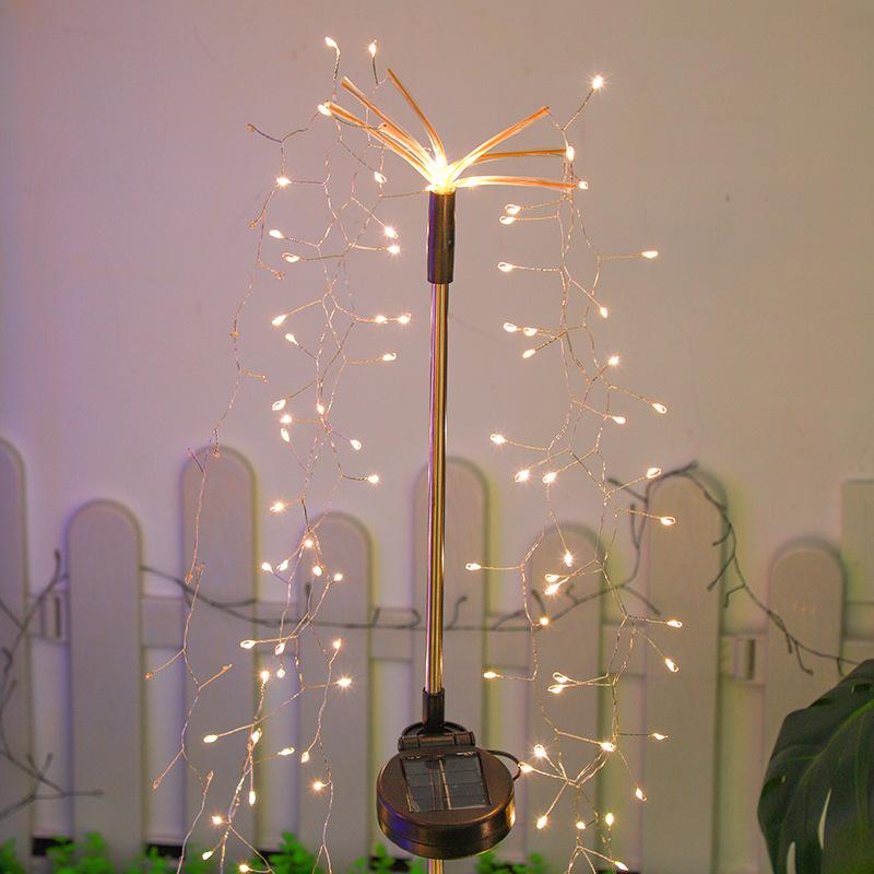 ガーデンライト LED イルミネーション ソーラー 銅線 花火 庭 芝生 クリスマス 暖色 カラフル デコレーション(x5)