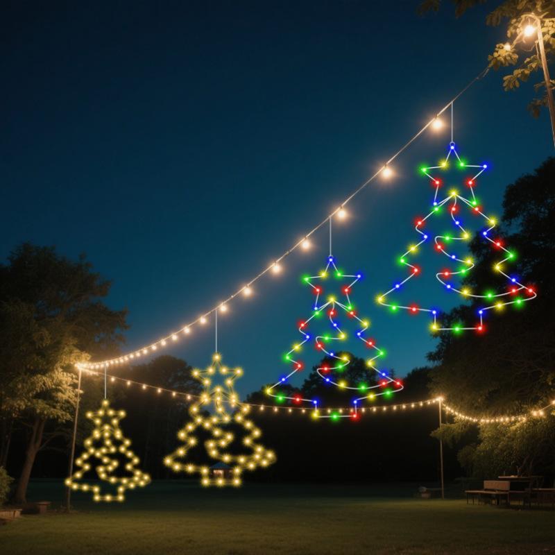 クリスマスツリー ライト LED クリスマス 飾り オーナメント 電池式 USB 暖色 マルチカラー 星 吸盤 フック付き 窓 イルミネーション 常時点灯 タイマー 防水(x8)