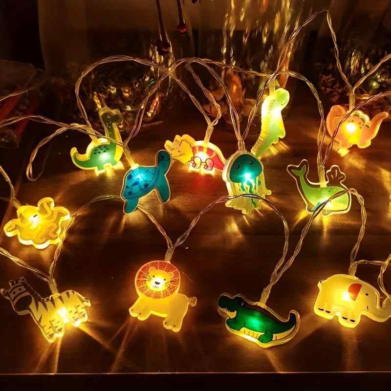 LEDライト 照明 子供部屋用 アクリル製 動物 海の生き物 恐竜 電飾 デコレーション 1.5m 3m 6m 電池式 USB式