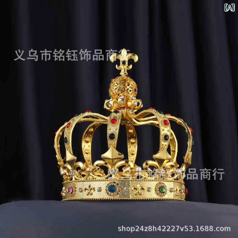 ウェディング ティアラ 男女兼用 18K合金製 キング 王冠 ゴールド シルバー ブラック クリスタル ヘッドドレス 電気メッキ加工 レトロ ブライダル 髪飾り...