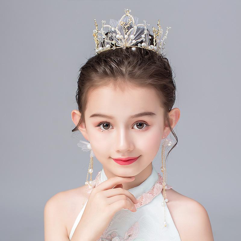 子供用 ヘアアクセサリー プリンセス バースデー 発表会 クラウン 韓国風 ブライダル 手作り ウェディング 髪飾り 合金 ゴールド 結婚式 パーティー