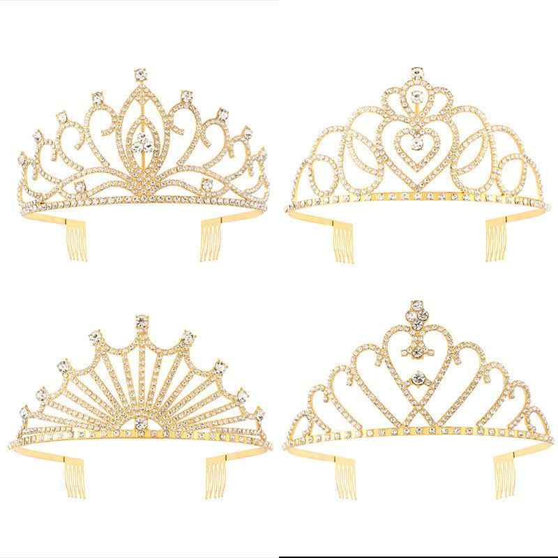 ヘアアクセサリー レディース ウェディング ブライダル 髪飾り 王冠 クラウン カチューシャ パーティー 舞台 イベント 合金 水晶 ビジュー エキゾチック ゴージャス エレガント 電気メッキ加工 ゴールド シルバー ローズゴールド(x3)