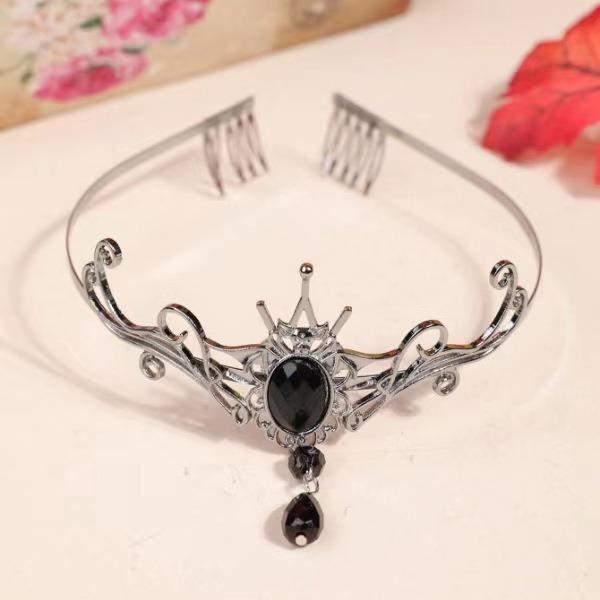 子供用 ティアラ プリンセス 合金製 クリスタル クラウン ヘアアクセサリー 結婚式 ウェディング ドレス 髪飾り 舞台 発表会 電気メッキ加工 グリーン レッド ブラック(x2)