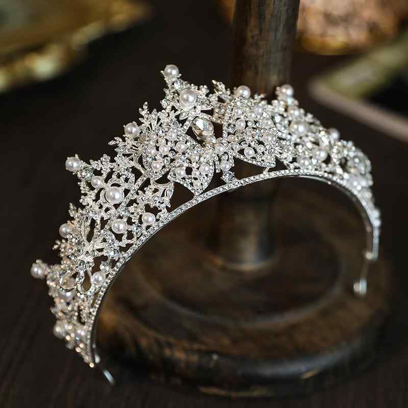 ヘアアクセサリー レディース ウェディング ティアラ 結婚式 ブライダル クラウン 髪飾り パール ジルコニア 銀メッキ エレガント パーティー イベント