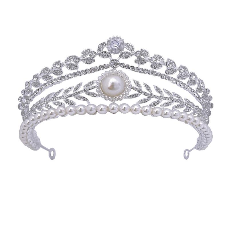 ヘアアクセサリー レディース ブライダル クラウン ウエディング ティアラ シルバー ジルコニア プリンセス エレガント 豪華 結婚式 パーティー 発表会 イベント コスプレ(x2)