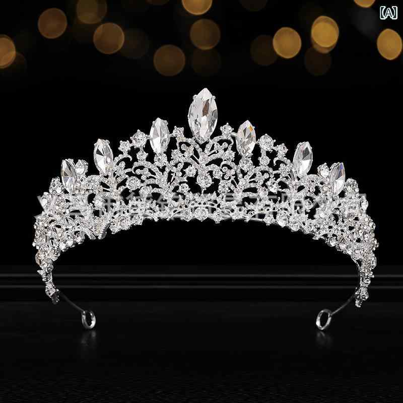 ヘアアクセサリー レディース バロック調 クラウン ウェディング ブライダル ティアラ ジルコニア 髪飾り 披露宴 結婚式 パーティー 舞台 ゴージャス エレガント ヘッドドレス ContactCold感(x3)