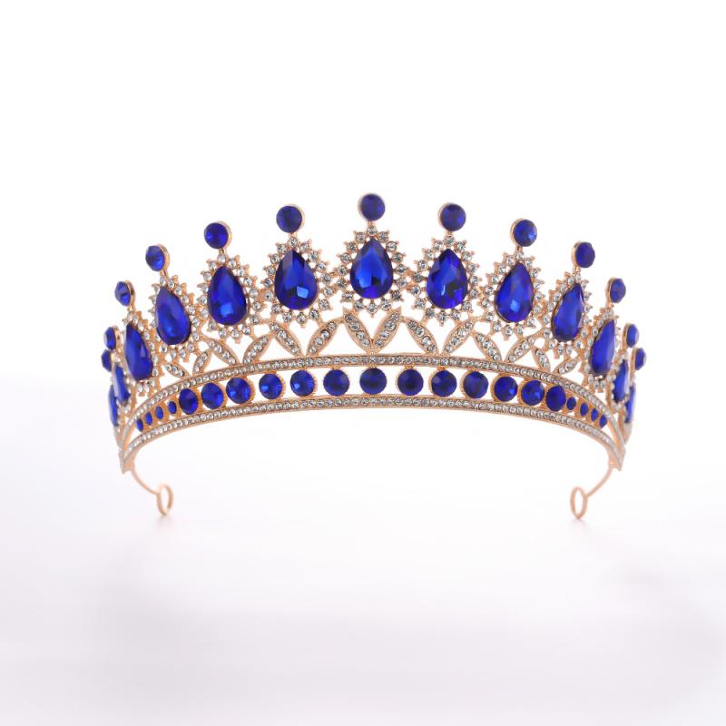 ウェディング ティアラ ブライダル クラウン 髪飾り ヘアアクセサリー 結婚式 豪華 宮廷風 バロック風 ラインストーン K9クリスタル エレガント シルバー ゴールド レッド パープル ブルー グリーン エレガント イベント パーティー(x2)
