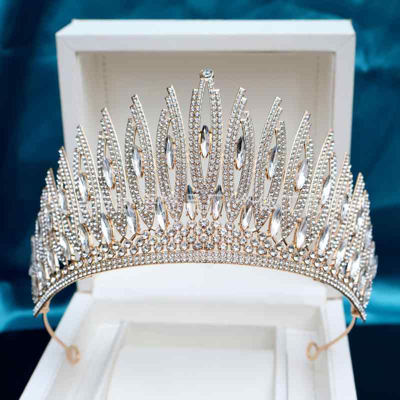 ヘアアクセサリー レディース 合金製 クラウン ティアラ ウエディング ブライダル 結婚式 女王 王冠 バロック風 髪飾り エレガント 電気メッキ加工 厚銀白钻