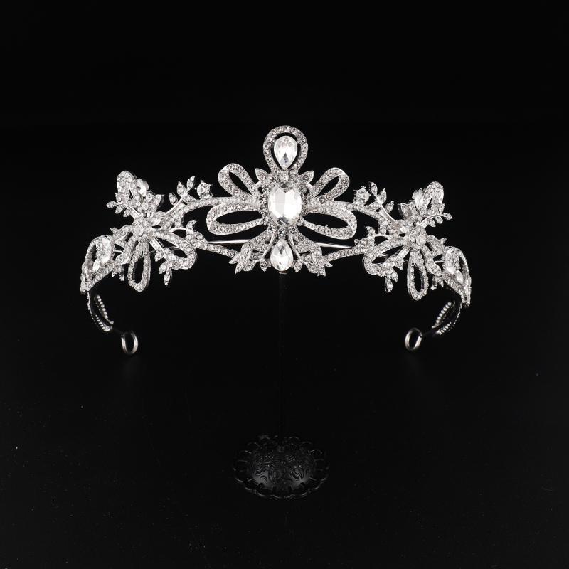 ティアラ レディース ブライダル ウェディング 結婚式 ヘッドドレス ヘアアクセサリー ラインストーン 水晶 猫目石 合金 電気メッキ加工 髪飾り 披露宴 パーティー イベント コスプレ 上品 キラキラ かわいい(x2)