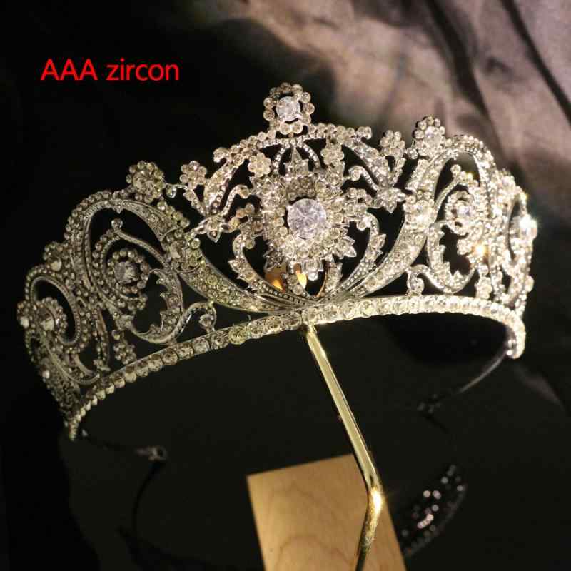 ウェディング ティアラ クラウン 合金 ジルコニア 結婚式 ブライダル 髪飾り ヘアアクセサリー パーティー イベント 発表会 舞台 撮影 旅行 高級感 エレガント 電気メッキ加工(x3)
