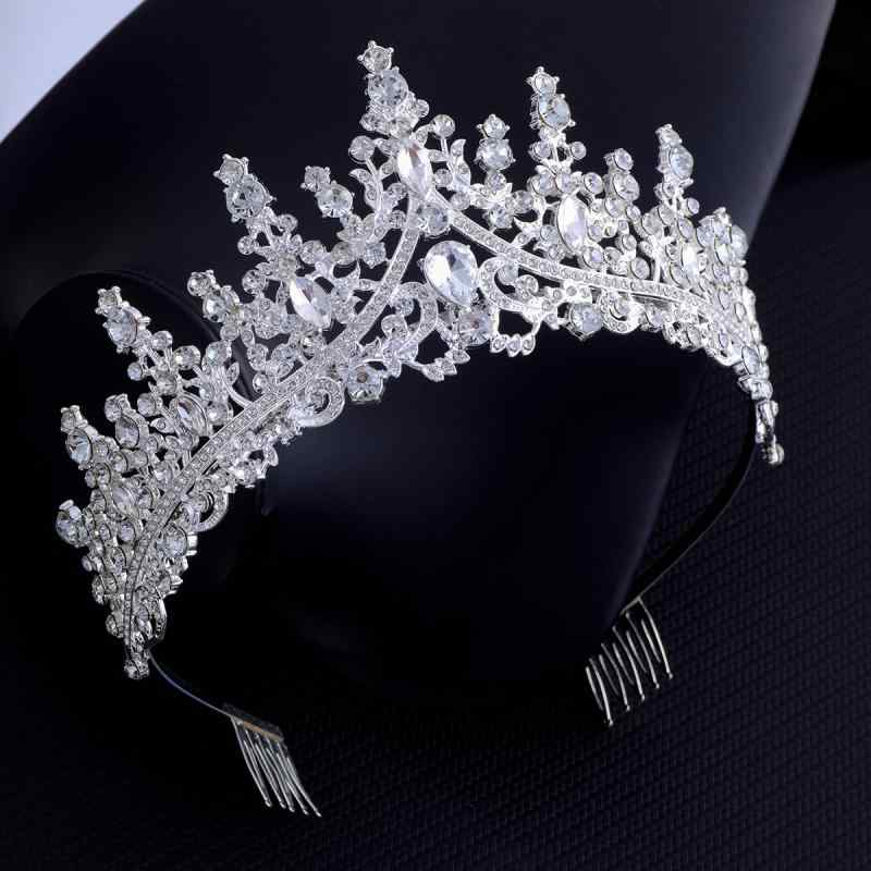 ヘアアクセサリー レディース 髪飾り ティアラ クラウン 合金 ジルコニア ラインストーン パーティー ウエディング ブライダル ダンス 髪留め まとめ髪 シルバー ローズゴールド