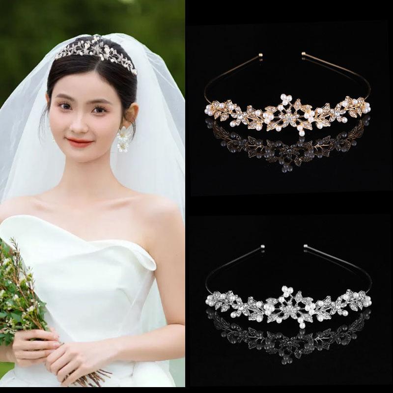 ヘアアクセサリー レディース ウェディング ブライダル 髪飾り 花 リーフ カチューシャ ティアラ 王冠 ..