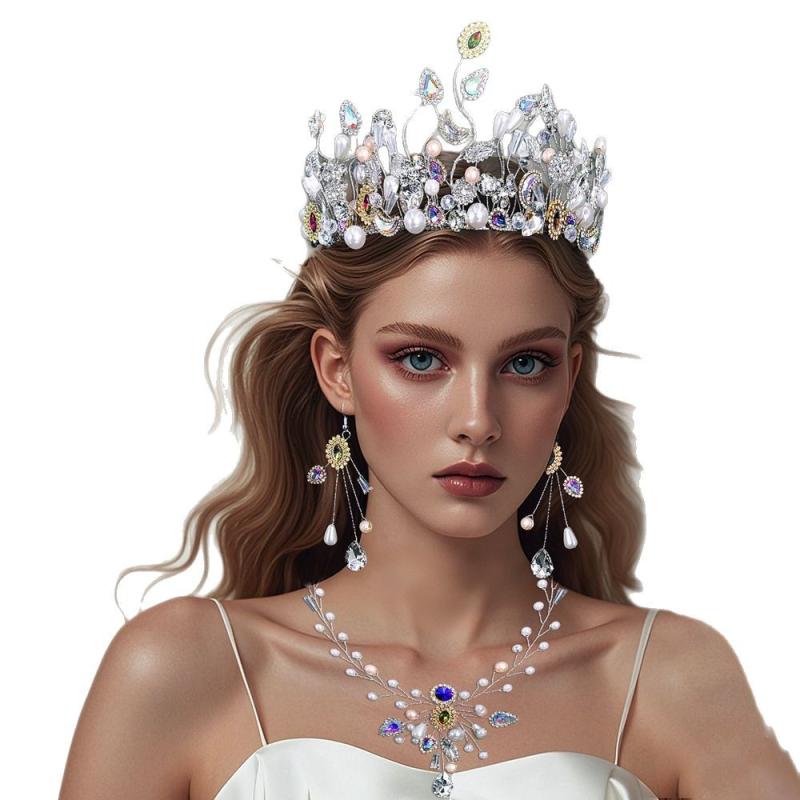 ヘアアクセサリー レディース ティアラ クラウン パール ラインストーン シルバー 結婚式 ウェディング ブライダル 髪飾り 手作り パーティー 舞台 写真撮影 披露宴 イベント