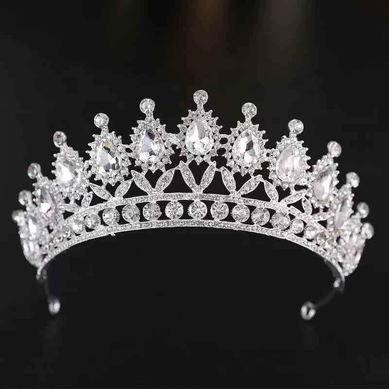 ウェディング ティアラ 結婚式 ブライダル 髪飾り バロック調 クラウン ヘアアクセサリー ゴージャス 披露宴 花嫁 成人式 パーティー イベント シルバー(x2)