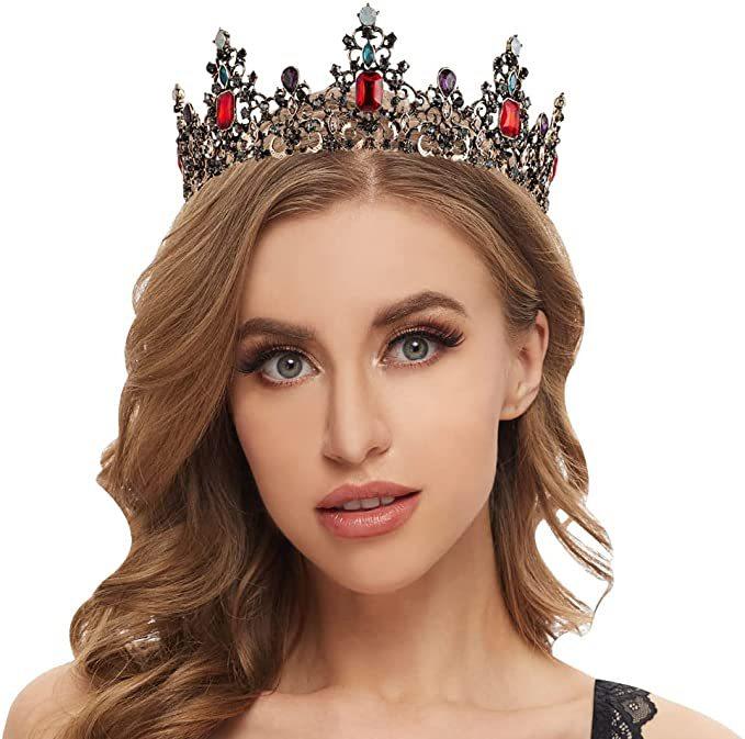 髪飾り レディース ティアラ クラウン 合金 ジルコニア プリンセス ブライダル パーティー ウェディング 結婚式 七色 豪華 華やか エレガント ヘッドドレス ヘアアクセサリー