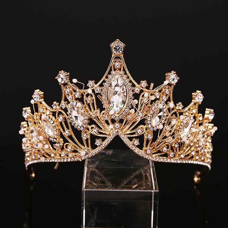 クラウン レディース ヘアアクセサリー 手作り 髪飾り ラインストーン ティアラ 女王 ブライダル ウェディング パーティー 誕生日 発表会 イベント 合金 電気メッキ加工 大号 V形 金 白 黒 赤 銀