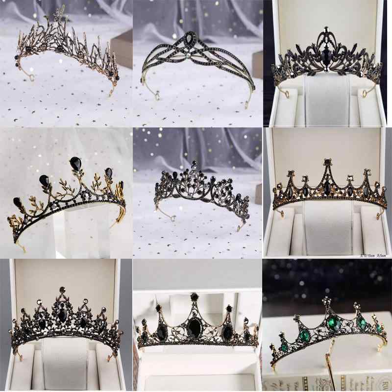 髪飾り レディース バロック調 女王風 ヘッドドレス 黒色 クラウン ティアラ プリンセス ヘアアクセサリー 結婚式 ウェディング ブライダル パーティー コスプレ