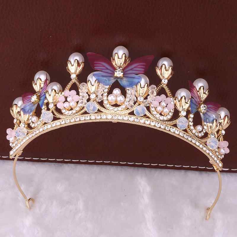 ヘアアクセサリー 子供 女の子 プリンセス ティアラ 髪飾り バレエ 発表会 舞台 衣装 ヘッドドレス 結婚式 ウエディング パーティー 誕生日 写真撮影 記念 キラキラ ラインストーン パール ゴールド シルバー