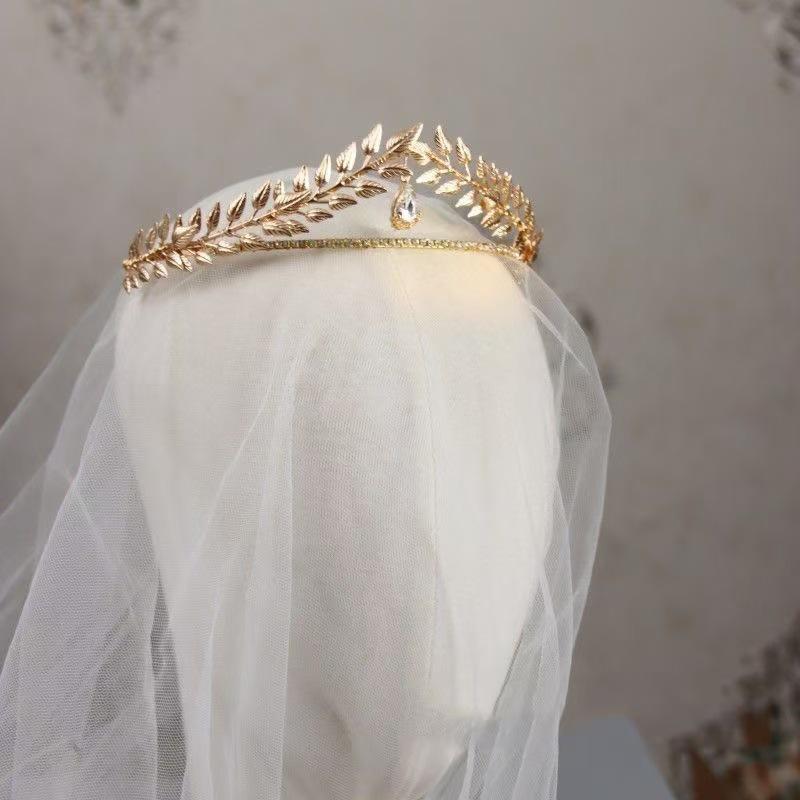 ヘアアクセサリー レディース リーフモチーフ クラウン バロック調 写真撮影 舞台衣装 髪飾り エキゾチック 電気メッキ加工 ウエディング ブライダル パーティー コスプレ イベント アマゾン 垂れ下がり