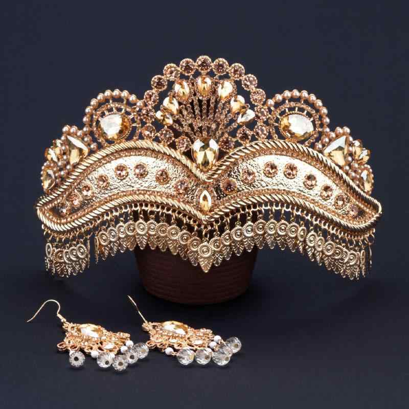 ヘアアクセサリー レディース 皇冠 ウェディング クラウン ゴールド 合金 パール ジルコニア 鏤空 婚礼 結婚式 パーティー コスプレ イベント ゴージャス エレガント