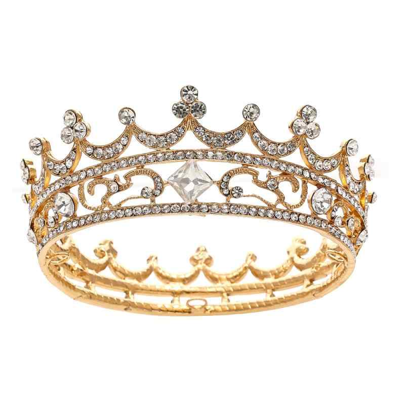 ウェディング ティアラ レディース バロック調 ゴールド クラウン プリンセス ヘアアクセサリー 電気メッキ加工 ジルコニア 結婚式 パーティー 発表会