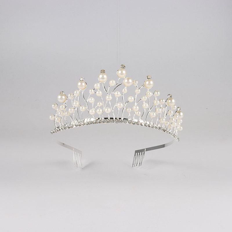 ウェディング ティアラ 結婚式 ブライダル ヘアアクセサリー パール ジルコニア プリンセス 女王 花柄 電気メッキ加工 合金製(x3)