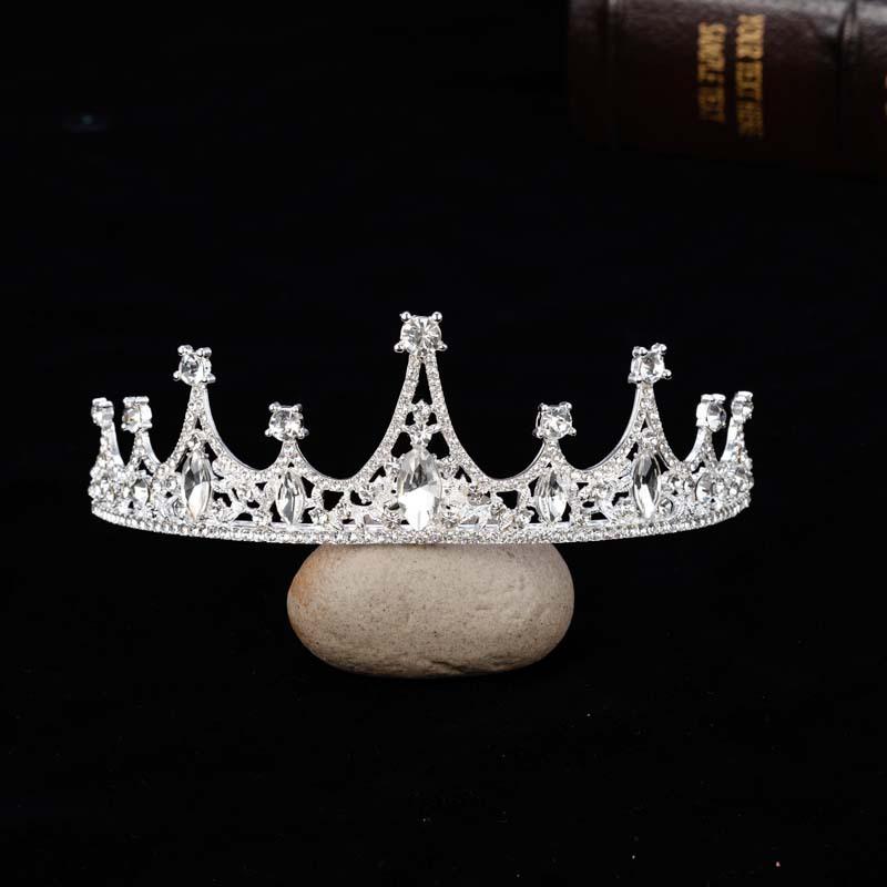 ヘアアクセサリー レディース ティアラ クラウン 結婚式 ウエディング ブライダル 髪飾り 合金 水晶 ラインストーン パーティー イベント 発表会 シルバー