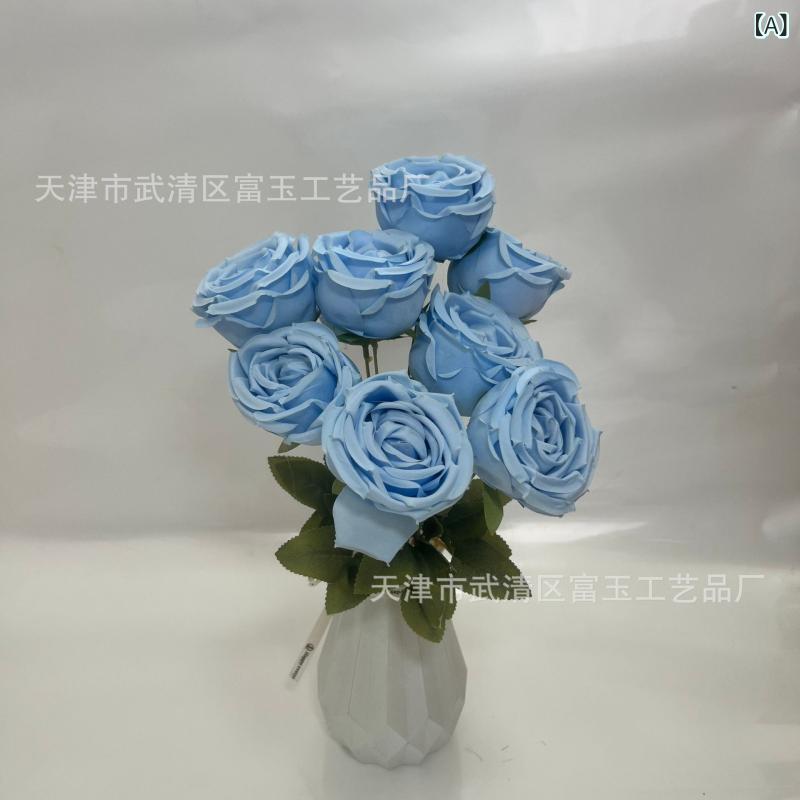 造花 韓国風ローズ ブーケ 絹花 インテリア 撮影小物 淡青色 大紅色 紫色 青色 乳白色 薄紫色 ピンク 淡ピンク 橙色 暗ピンク 輝橙色 黄色 深ピンク(x...