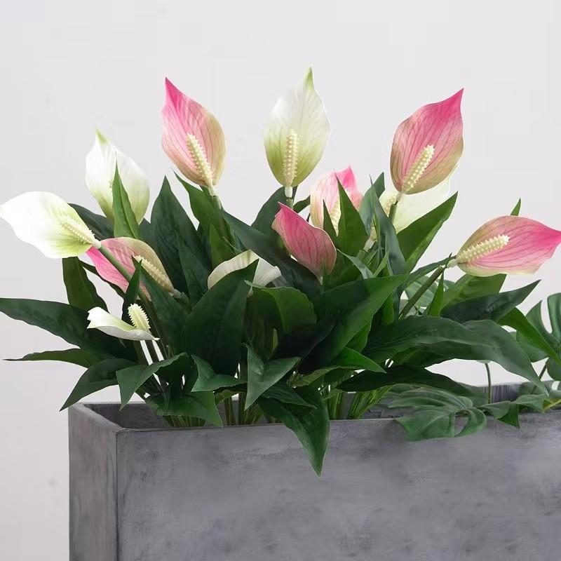 造花 インテリア アンスリウム 葉 ホーム デコレーション 置物 エクステリア 緑 結婚式 花 飾り付け デ..