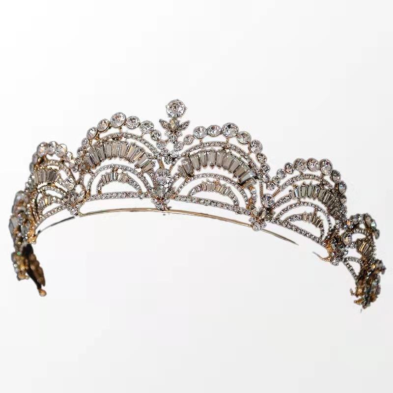 ティアラ レディース ブライダル クラウン ウェディング ヘアアクセサリー 合金 ジルコニア 電気メッキ加工 結婚式 誕生日 記念日 ゴールデン シルバー