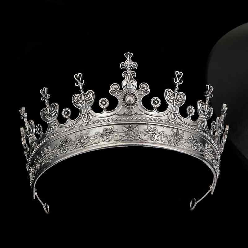 ヘアアクセサリー メンズ レディース 兼用 ブライダル ティアラ クラウン 髪飾り 合金 電気メッキ加工 コスプレ 結婚式 誕生日 記念日 古代銀 古代金(x2)