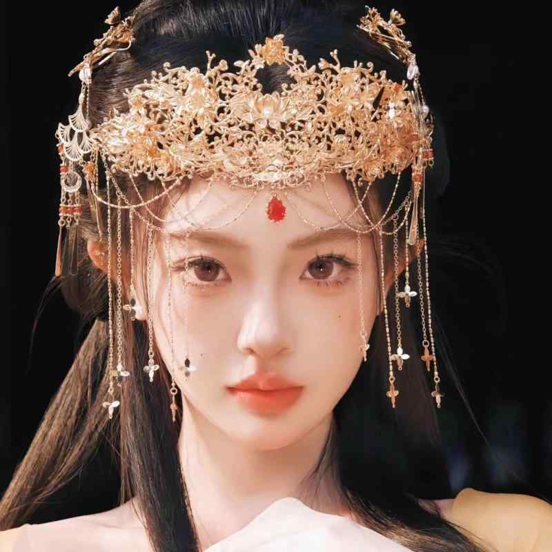 ヘアバンド レディース ウェディング 髪飾り 合金 エスニック ヘアアクセサリー かんざし クラウン ブライダル ゴールデン コスプレ 結婚式 パーティー