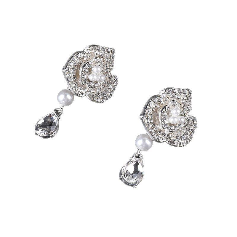 ヘアアクセサリー レディース ブライダル ヘッドドレス ティアラ クラウン 立体 花柄 スイート ウェディング 結婚式 パーティー 髪飾り 合金 ハンドメイド ファッション(x2)