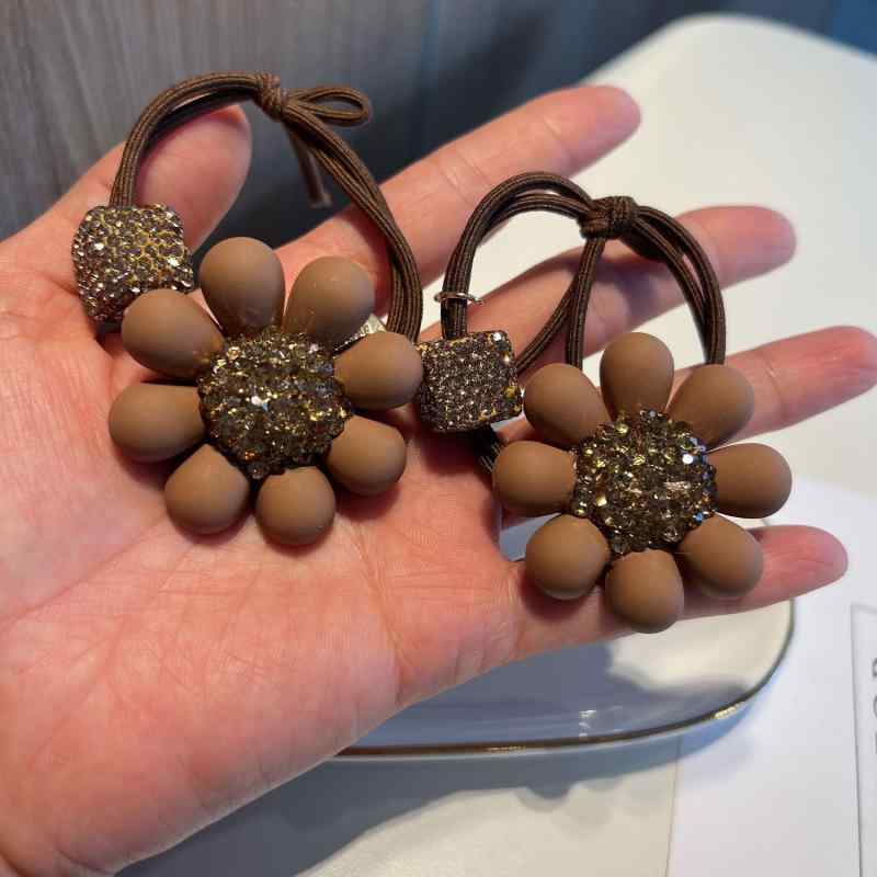 ヘアゴム レディース 水晶 花 ヘアアクセサリー エレガント ポニーテール ホルダー 髪飾り おしゃれ かわいい まとめ髪(x2)