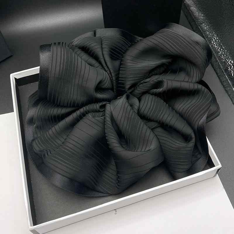 ヘアアクセサリー レディース ヘアゴム シュシュ 絹 紗 黒色 髪留め 大きめ 丸子 アレンジ まとめ髪