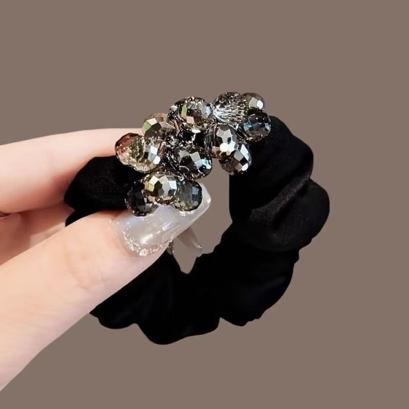 ヘアゴム レディース 水晶 ヘアアクセサリー 大人 かわいい おしゃれ 高見え ブレスレット ヘアアレンジ まとめ髪 簡単 イベント パーティー(x2)