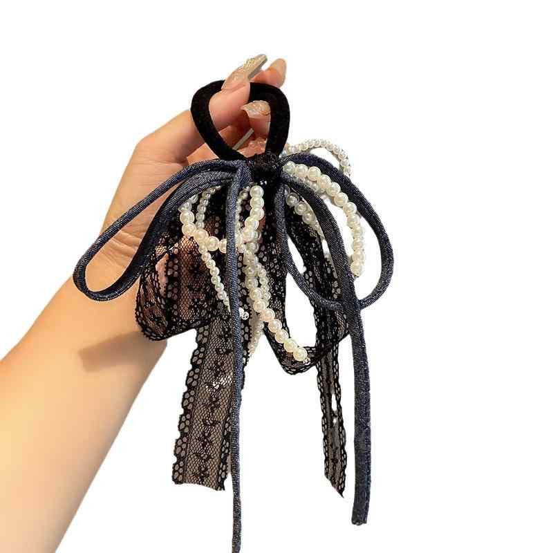 ヘアゴム レディース レース パール 蝶結び ヘアアクセサリー 高弾力 まとめ髪 髪飾り 耐久性(x2)