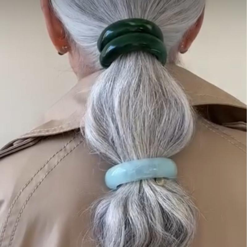 ヘアアクセサリー レディース ヘアゴム 高弾性 U字樹脂 おしゃれ かわいい 高見え ポニーテールホルダー 髪飾り ダブルライン 赤 ベージュ コーヒー モスグ...