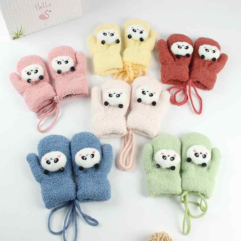 手袋 子供用 秋冬 女の子 かわいい カートゥーン 防寒 グローブ 裏起毛 厚手 ひも付き 男の子 ミトン ..