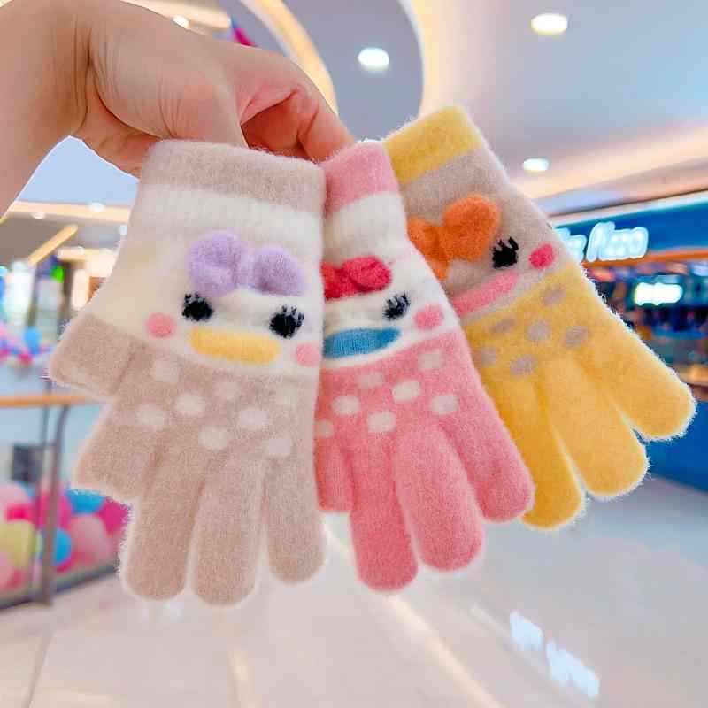 手袋 キッズ 子供用 ニット手袋 防風 防寒 あったか グローブ 5本指 タッチパネル対応 かわいい 唐老鸭..