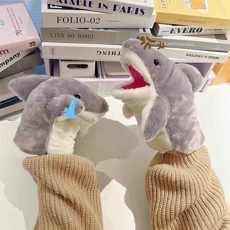 ぬいぐるみ 子供用 おもちゃ サメ パペット 人形 グローブ 腹ぺこシャーク グレー ピンク かわいい