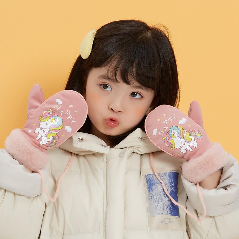 手袋 子供用 防寒手袋 防風 グローブ 二重 あったか 毛布地 カートゥーン ミトン 2歳 3歳 4歳 5歳 6歳 ..