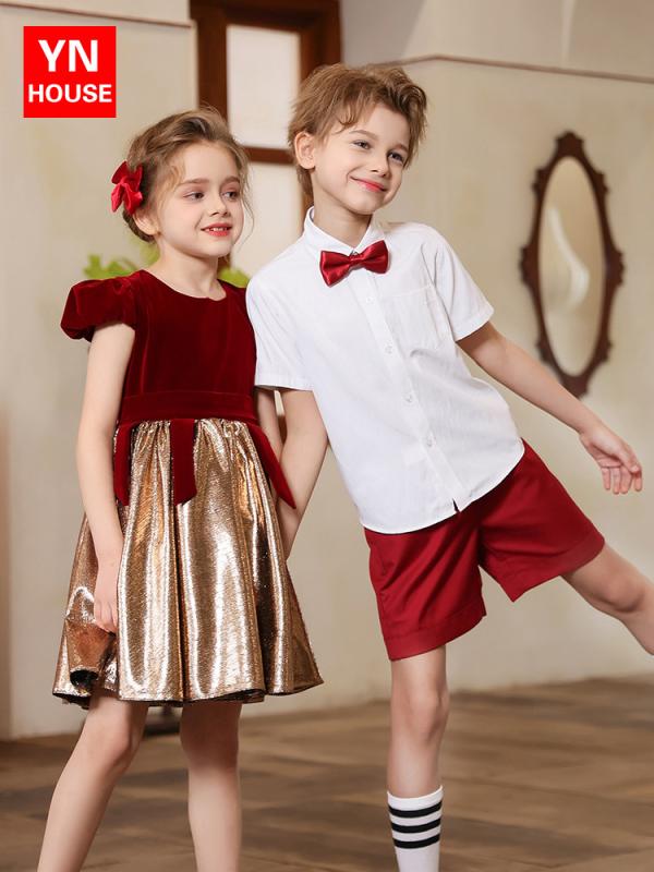 子供 合唱衣装 幼稚園 小学校 発表会 司会者 礼服 詩 朗読 コンクール パフォーマンス衣装 コットン 3..