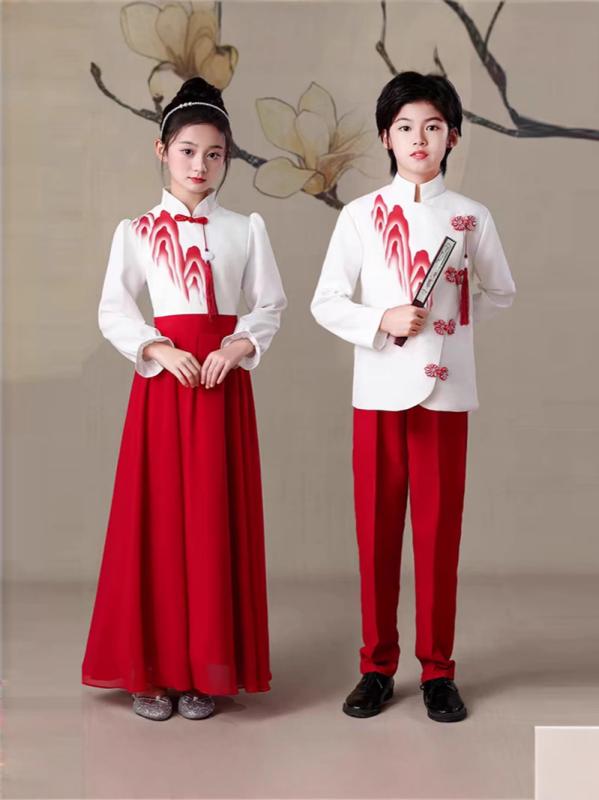 子供用 ダンス衣装 民族衣装 合唱衣装 長袖 短袖 セットアップ スカート ズボン ブラウス シューズ 110..