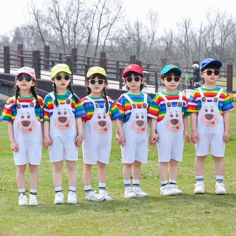 子供用ダンス衣装 かわいい背当て付きパンツ 小学生 グループ アニマル パフォーマンス コスチューム 夏 綿 公園 普段使い