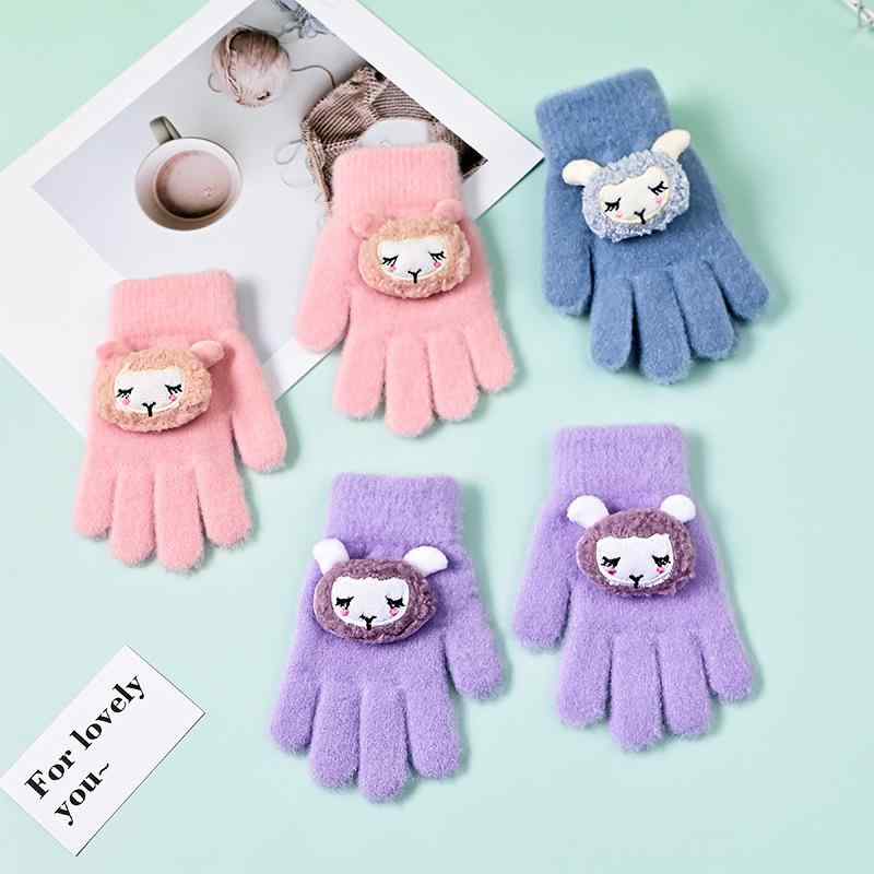 手袋 キッズ 子供用 ニット手袋 防寒手袋 厚手 あったか 毛糸 かわいい カートーン柄 5歳 6歳 7歳 8歳 ..